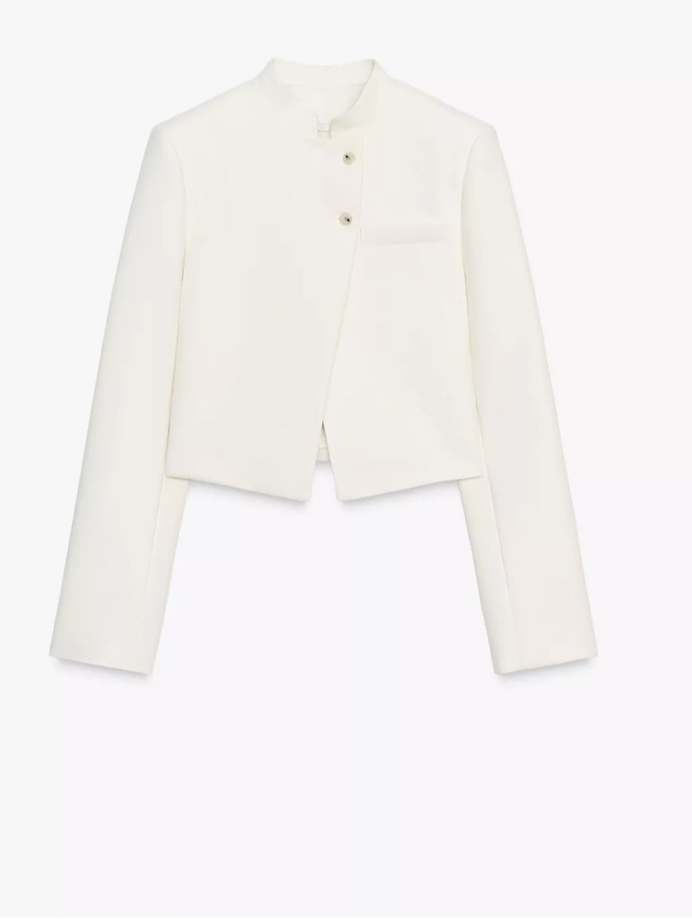 ZARA NWT White Cropped Jacket Minimalist Structured Blazer Chic - Picture 2 of 11